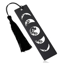 Load image into Gallery viewer, Moon Phases Art Bookmark for Booklovers Phases of The Moon Bookmark with Tassel for Women Men Celestial Space Cosmic for Kids Teens Students Teachers Reading School Library Office Accessories