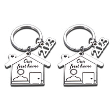 Load image into Gallery viewer, 2023 First Home Keychain Housewarming Gift for Women Men New Homeowner First Home Keyring for Couple Friend Daughter Son New House Key Chain for Family BFF Coworker Real Estate Moving in Gift 2PCS