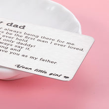 Load image into Gallery viewer, Dad Gifts from Daughter to Father's Day Wallet Inset Card for Father Daddy Stepdad Birthday Thank You Gifts from Girl Kid to Papa Husband Christmas Valentine Mini Love Gifts for Men Godfather Wedding