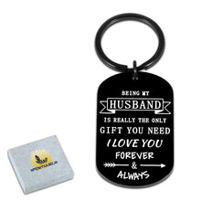 Load image into Gallery viewer, Husband Birthday Keychain Gifts for Boyfriend Hubby from Wife Girlfriend Fiance Couple Gift for Men Him Fiancee Groom Bride Wedding Anniversary Christmas Valentine Funny I Love You Keyring from Wifey
