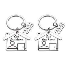 Load image into Gallery viewer, 2023 First Home Keychain Housewarming Gift for Women Men New Homeowner First Home Keyring for Couple Friend Daughter Son New House Key Chain for Family BFF Coworker Real Estate Moving in Gift 2PCS