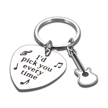 Load image into Gallery viewer, Guitar Pick Gifts Keychain for Husband Boyfriend Valentines Anniversary Music Guitar Lover Key Chain for Son Dad Guitar Accessories Keyring for Friends Birthday Christmas Stocking Stuffers Present