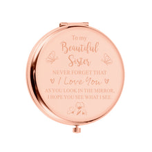 Load image into Gallery viewer, XPENMULBOJA Sister Compact Mirror Sisters Gifts from Sister Stocking Stuffers Make-up Mirror for Sister-in-Law BFF Birthday Graduation Gifts for Her Little Big Sister Valentines Wedding Bride