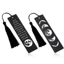 Load image into Gallery viewer, Moon Phases Art Bookmark for Booklovers Phases of The Moon Bookmark with Tassel for Women Men Celestial Space Cosmic for Kids Teens Students Teachers Reading School Library Office Accessories