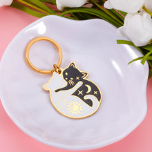 Load image into Gallery viewer, XPENMULBOJA Cat Accessories Cute Christmas Stocking Stuffers for Women Men Ct Lover, Couple Cats Hugging Circle Enamel Cat Keychain Yin and Yang Life Balance Cute Cat Metal Key Chain Cat Charm
