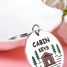 Load image into Gallery viewer, Cabin Keychains Gift for Rustic House New Home Gift for Cabin Lover Cottage County House Keychain for Mom Dad Grandpa Grandma Housewarming Real Estate Gifts for Family Friend Cabin Keyring in Bulks
