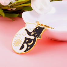 Load image into Gallery viewer, XPENMULBOJA Cat Accessories Cute Christmas Stocking Stuffers for Women Men Ct Lover, Couple Cats Hugging Circle Enamel Cat Keychain Yin and Yang Life Balance Cute Cat Metal Key Chain Cat Charm
