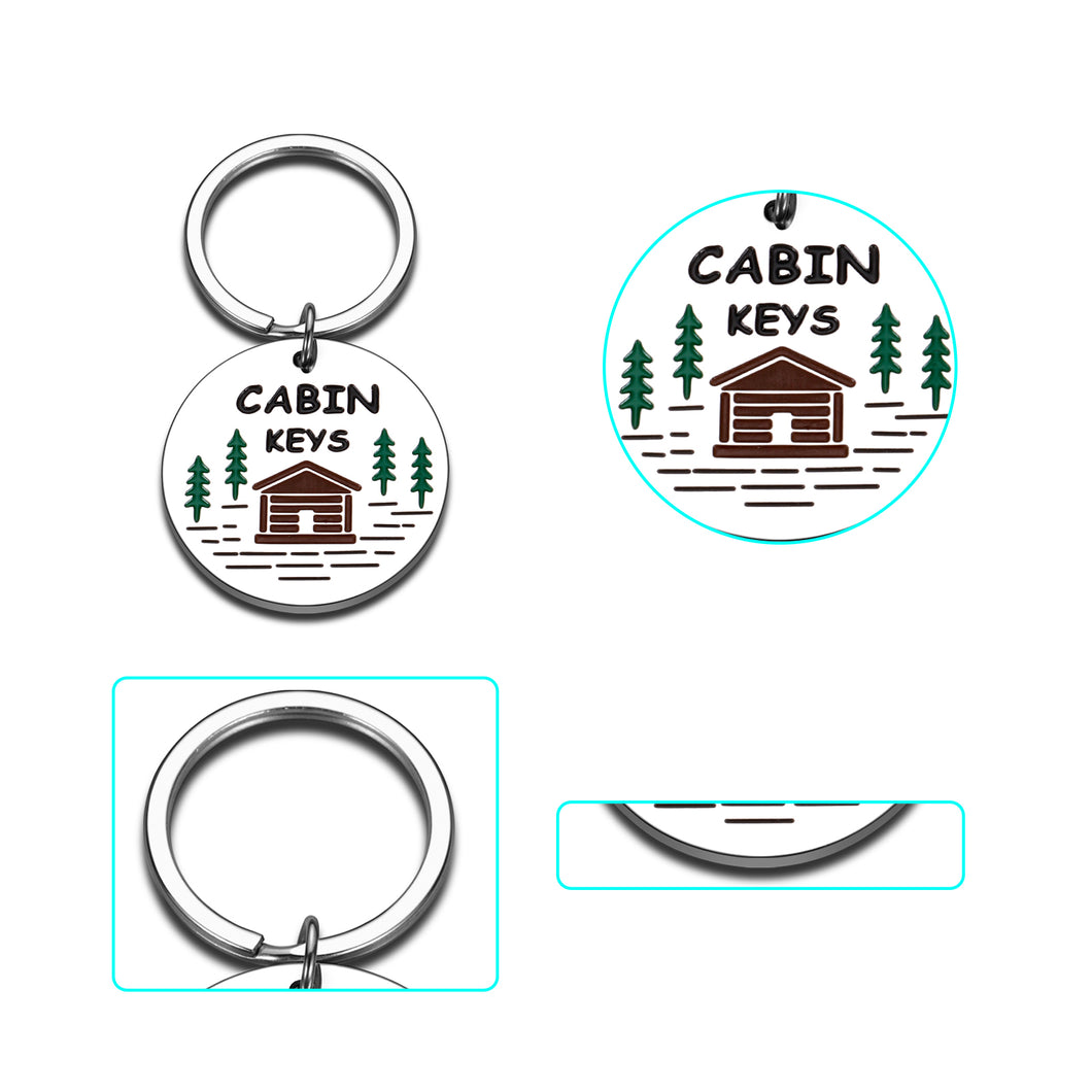 Cabin Keychains Gift for Rustic House New Home Gift for Cabin Lover Cottage County House Keychain for Mom Dad Grandpa Grandma Housewarming Real Estate Gifts for Family Friend Cabin Keyring in Bulks