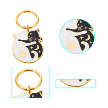 Load image into Gallery viewer, XPENMULBOJA Cat Accessories Cute Christmas Stocking Stuffers for Women Men Ct Lover, Couple Cats Hugging Circle Enamel Cat Keychain Yin and Yang Life Balance Cute Cat Metal Key Chain Cat Charm
